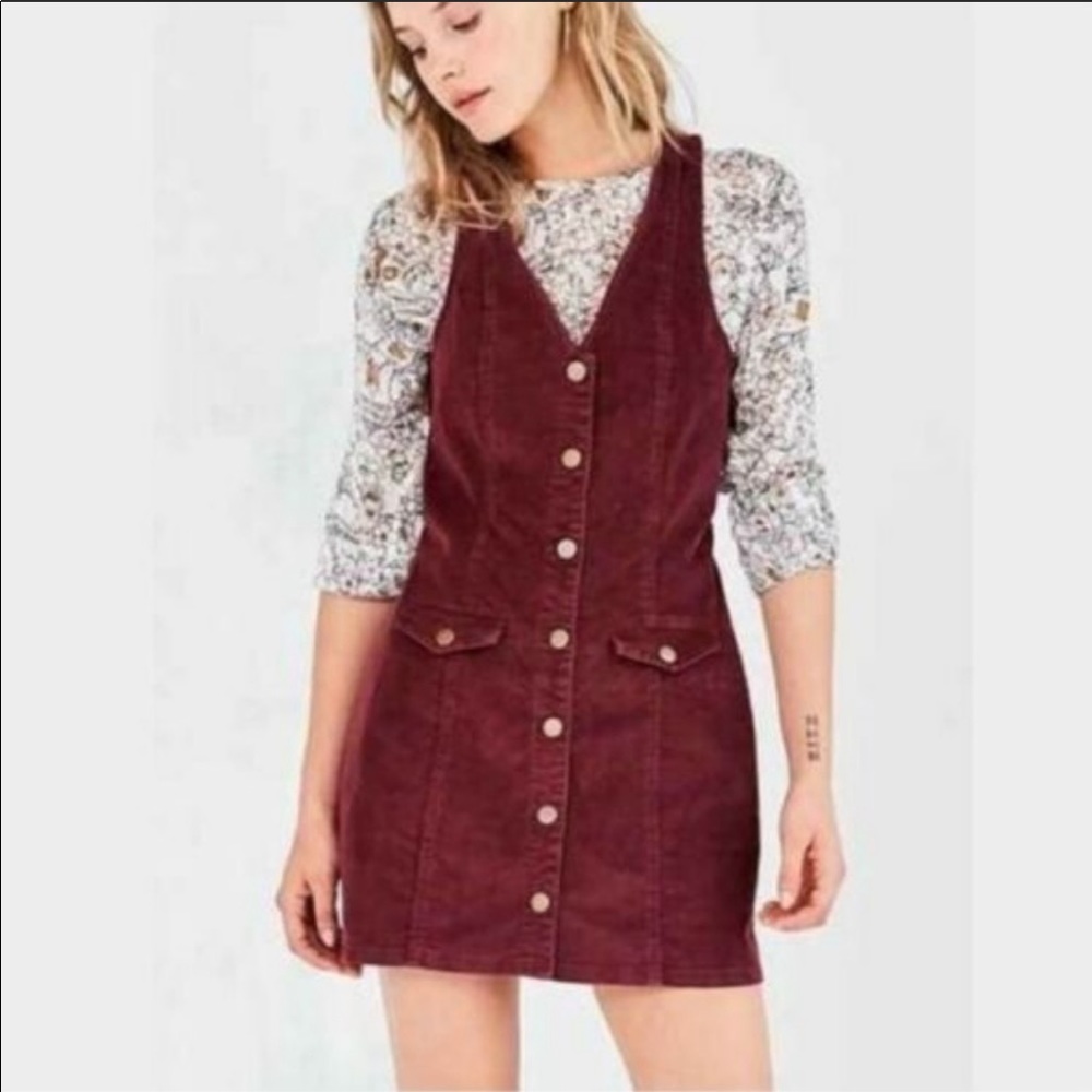 Wine Corduroy Dress